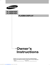 Samsung PL-50Q91HDP Owner's Instructions Manual