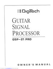 DIGITECH GSP-21PRO Owner's Manual