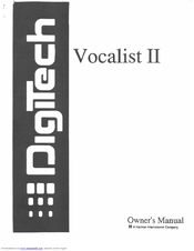 DIGITECH VOCALIST II Manual
