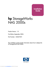 HP 345646-001 - StorageWorks NAS 2000s External Storage Server Installation Manual