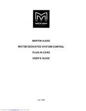 MARTIN AUDIO MICT3B - 7-1996 Manual