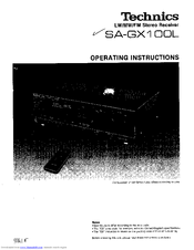 TECHNICS SA-GX100L Operating Instructions Manual