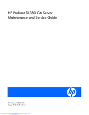 HP ProLiant DL380 G6 Server Maintenance And Service Manual