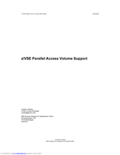IBM ZVSE PARALLEL ACCESS Volume Support Manual