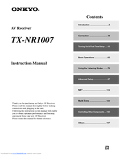 Onkyo NR1007 - TX AV Network Receiver Instruction Manual