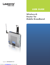 Linksys WRT54G3GV2-ST - Wireless-G Router For Mobile Broadband Wireless User Manual