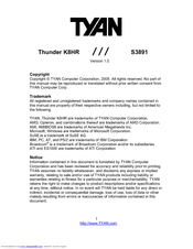 TYAN Thunder K8HR S3891 Manual