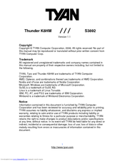 TYAN Thunder K8HM S3892 Manual