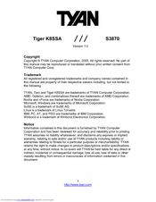 TYAN Tiger K8SSA S3870 Manual