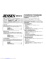 Jensen MP3310 - In-Dash CD Player Installation Instructions Manual