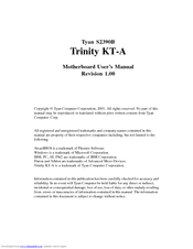 TYAN TRINITY KT-A Manual