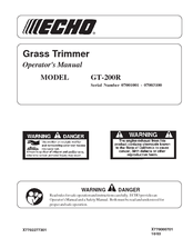 ECHO GT-200R - SERIAL NUMBER 07001001-07003100 Operator's Manual