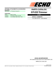 ECHO GT-225 - PARTS CATALOG SERIAL NUMBER S09812001001 - S09812999999 Parts Catalog