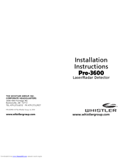 WHISTLER PRO-3600 Installation Instructions Manual