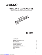 ASKO T741 Use And Care Manual