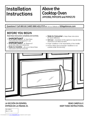 GE PVM2170SRSS Installation Instructions Manual