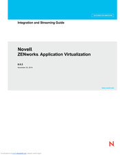 NOVELL ZENWORKS APPLICATION VIRTUALIZATION 8.0.2 - INTEGRATION AND STREAMING GUIDE 11-2010 Manual