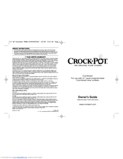 CROCK POT Countdown Owner's Manual