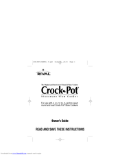 Rival Crock-Pot SCV551B-CN Owner's Manual