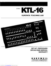 KURZWEIL Teaching Lab KTL-16 Setup And Operation Manual