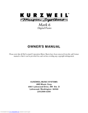 KURZWEIL MARK 6 Owner's Manual