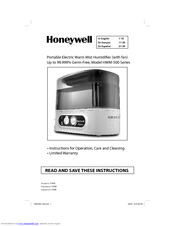 Honeywell HWM 500 - UV Warm Moisture Humidifier Instructions For Operation, Care And Cleaning