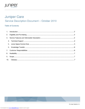 Juniper IMPLEMENTATION SUPPORT - SERVICE DESCRIPTION DOCUMENT 10-2010 Manual
