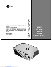 LG HS201 - LED Projector Slim Line Design Just 1.8 Lbs Owner's Manual