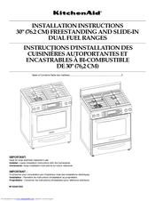 KitchenAid KDRS807SSS - 30 Inch Dual Fuel Range Installation Instructions Manual