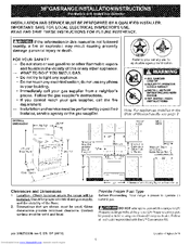 Kenmore 7853 - 30 in. Gas Installation Instructions Manual