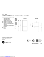 GE GBSC3HBXWW - 23.2 cu. Ft. Bottom-Freezer Refrigerator Dimensions And Installation Information
