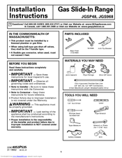 GE Profile JGSP48BHBB Installation Instructions Manual