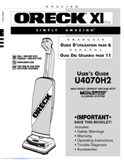 Oreck Simply Amazing U4070H2 User Manual