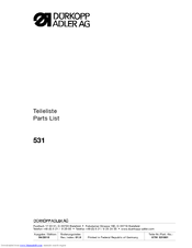 DURKOPP ADLER 531 - Parts List