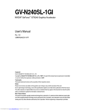 Gigabyte GV-N240SL-1GI User Manual