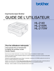 Brother 2170W - HL B/W Laser Printer Guide Utilisateur