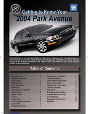 BUICK 2004 Park Avenue Getting To Know Manual