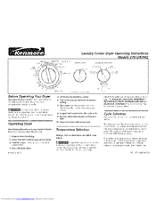 Kenmore 9791 - 27 in. Laundry Center Operating Instructions Manual