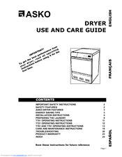 Asko T781 Use And Care Manual