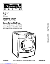 Kenmore 8674 - Elite HE3 Steam 7.2 cu. Ft. Electric Dryer Use And Care Manual