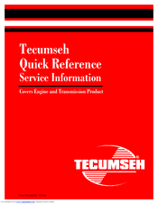 TECUMSEH AH-HSK600 - Quick Reference