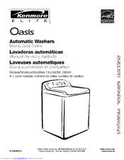 Kenmore 2803 - Elite Oasis Agitator 4.5 cu. Ft. Capacity Washer Use And Care Manual