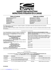 Estate ETW4100SQ - Estate - 2.5 Cu. Ft. Capacity Washer User Instructions