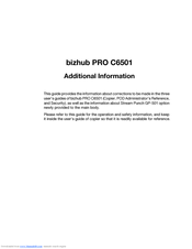 Konica Minolta bizhub PRO C6501/C6501P Additional Information