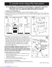 Kenmore 9802 - Elite 30 in. Electric Range Installation Instructions Manual