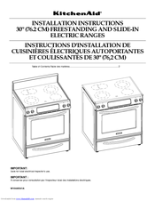 KitchenAid KERS807SBL - 30 Inch Electric Range Installation Instructions Manual