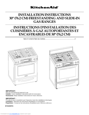 KitchenAid KGRS807SBL - 30 Inch Gas Range Installation Instructions Manual