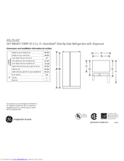 GE GSL25JGCLS Dimensions And Installation Information
