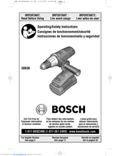 Bosch 38636-01 - 36V Cordless Litheon Brute Tough Dril Operating/Safety Instructions Manual