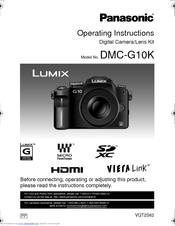Panasonic DMCG10K - DIGITAL CAMERA/LENS KIT Operating Instructions Manual